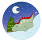 Happy Dinosaur Round Sticker- Snow Dinosaur